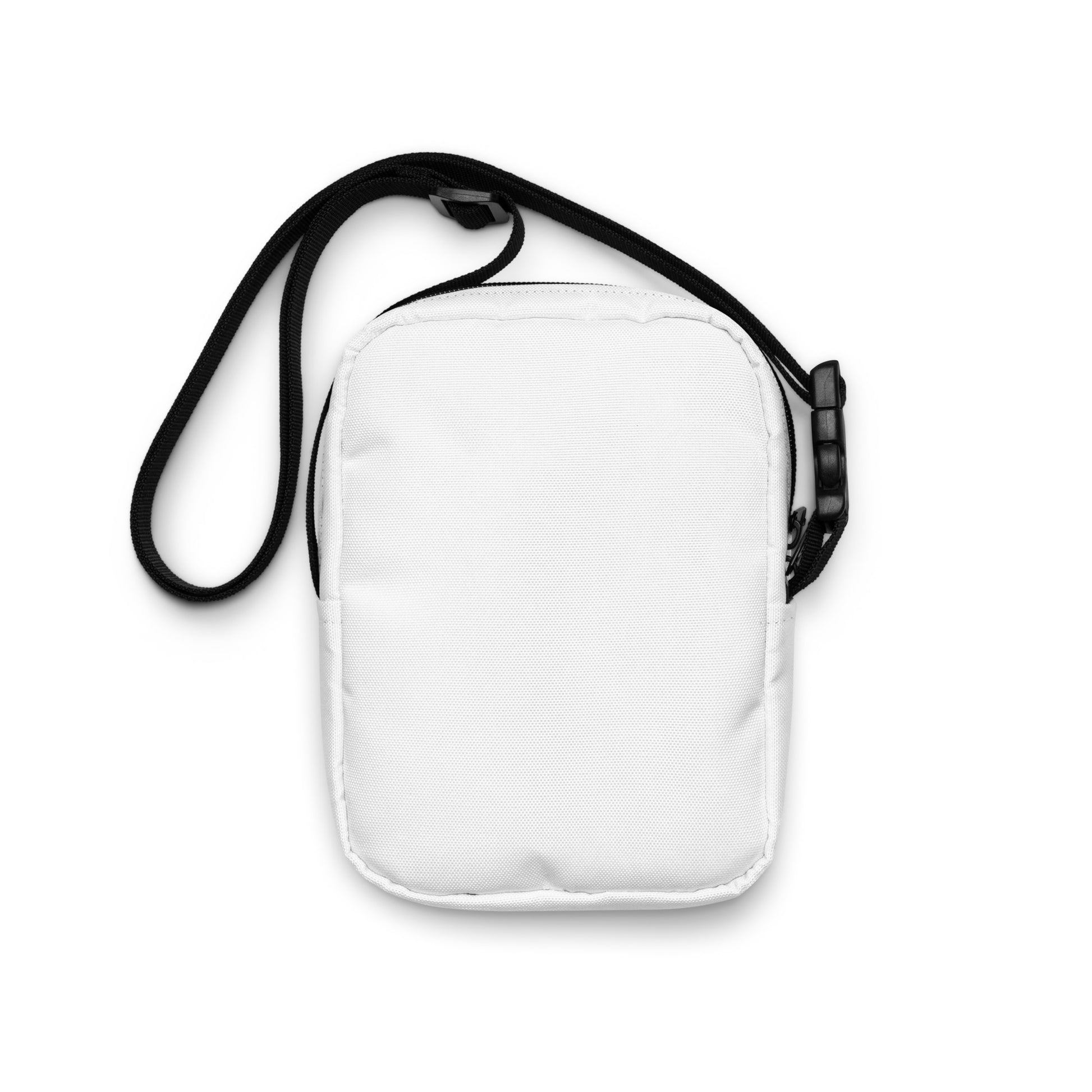 Sac bandoulière utilitaire blanc avec sangle noire réglable en nylon